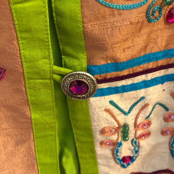 EMBROIDERED SILK KURTA JACKET RICH DETAIL MADE IN INDIA L - Picture 5 of 16